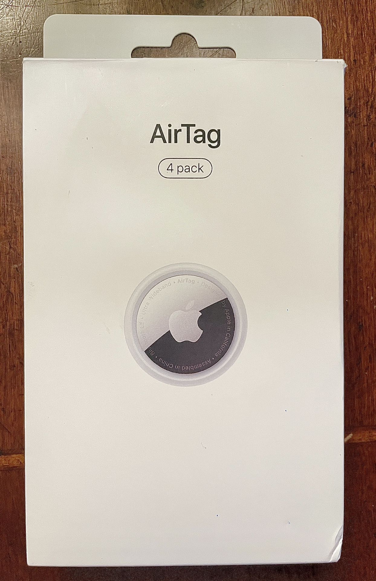 Apple Air Tags: 4 Pack-New In Box Size * Height: 1.26 inches (31.9 mm) * Width: 1.26 inches (31.9 mm) * 1.26 inches (31.9 mm diameter) * 0.31 inches