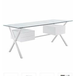 Modway Abeyance Glass Top Office Desk EEI-1182-WHI