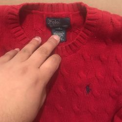 Ralph Lauren Polo Dark Red Little Boys Size 7 Cable Knit Sweater