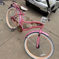 Huffy Panama Jack 26" Wheel Women's Beach Cruiser Bike - Coral with rear rack