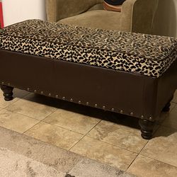 Leopard storage ottoman bench
