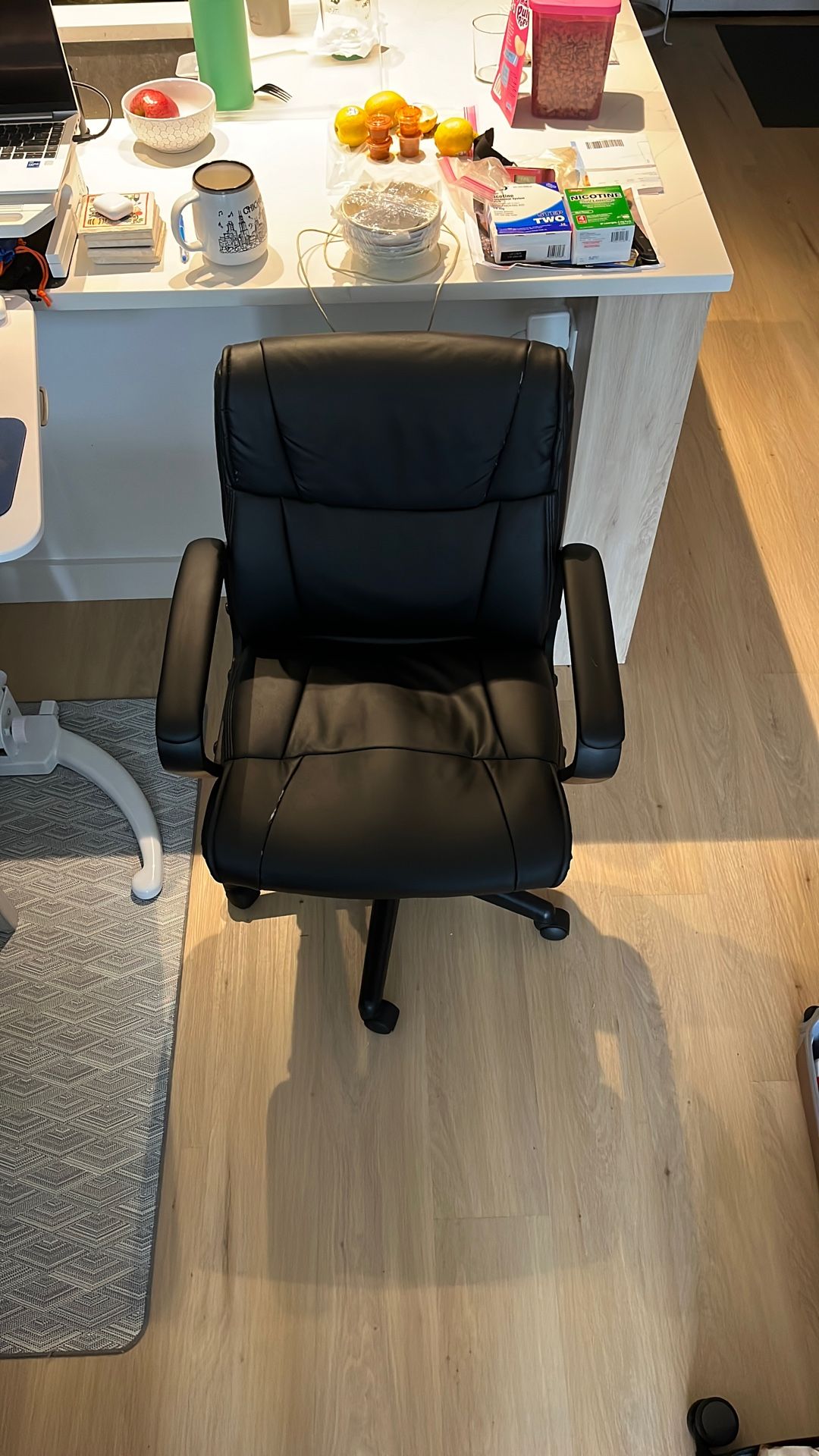 Black Faux Leather Desk Chair