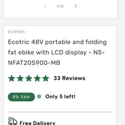 Ecotric Electric Bike For Sale!