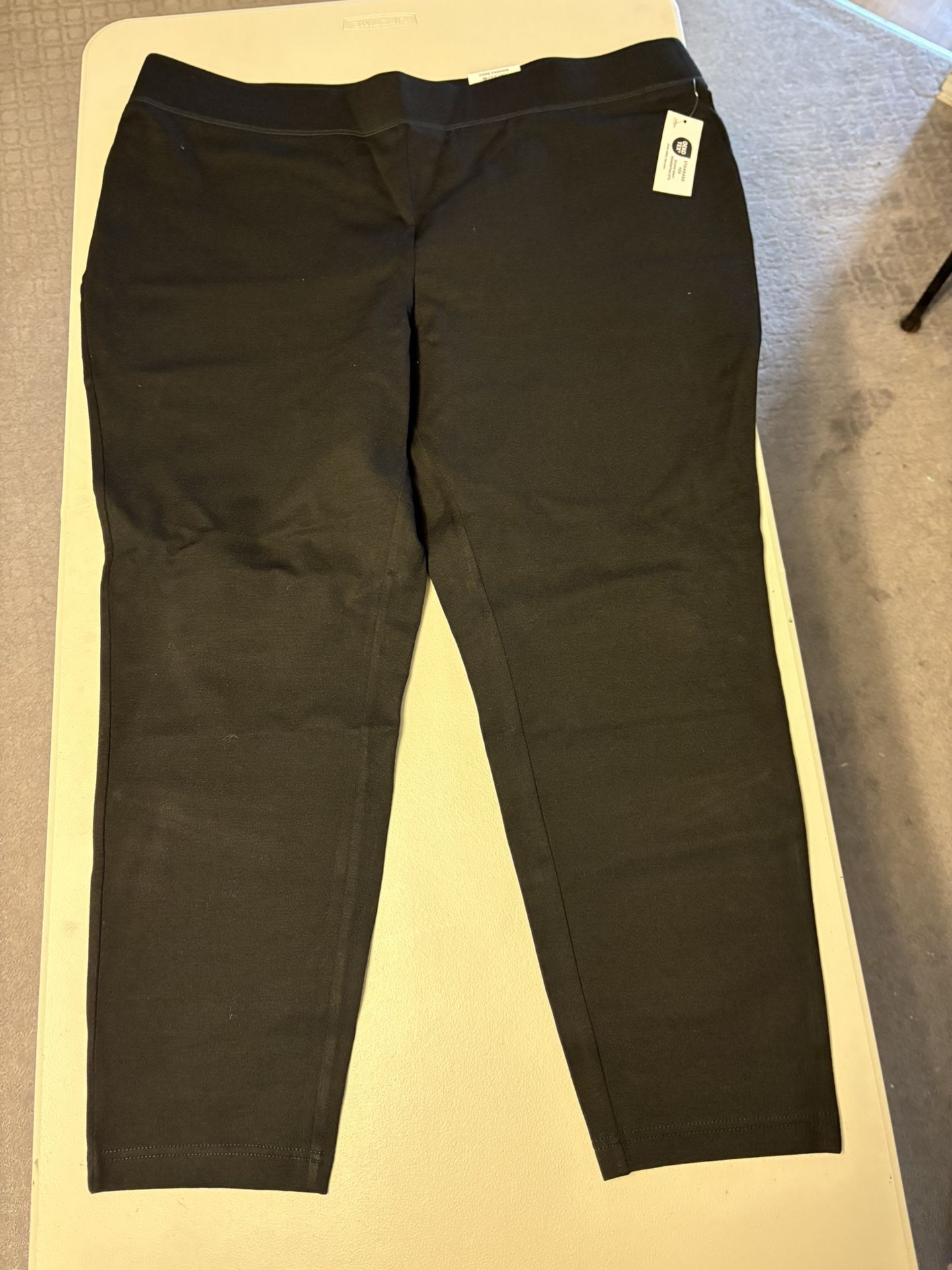 INC Black Petite Plus Size Skinny Leg Mid Rise Pull On Pants SZ 22WP, Color =Deep Black