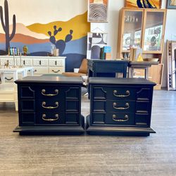 Pair Of Black Nightstands / End / Side Table