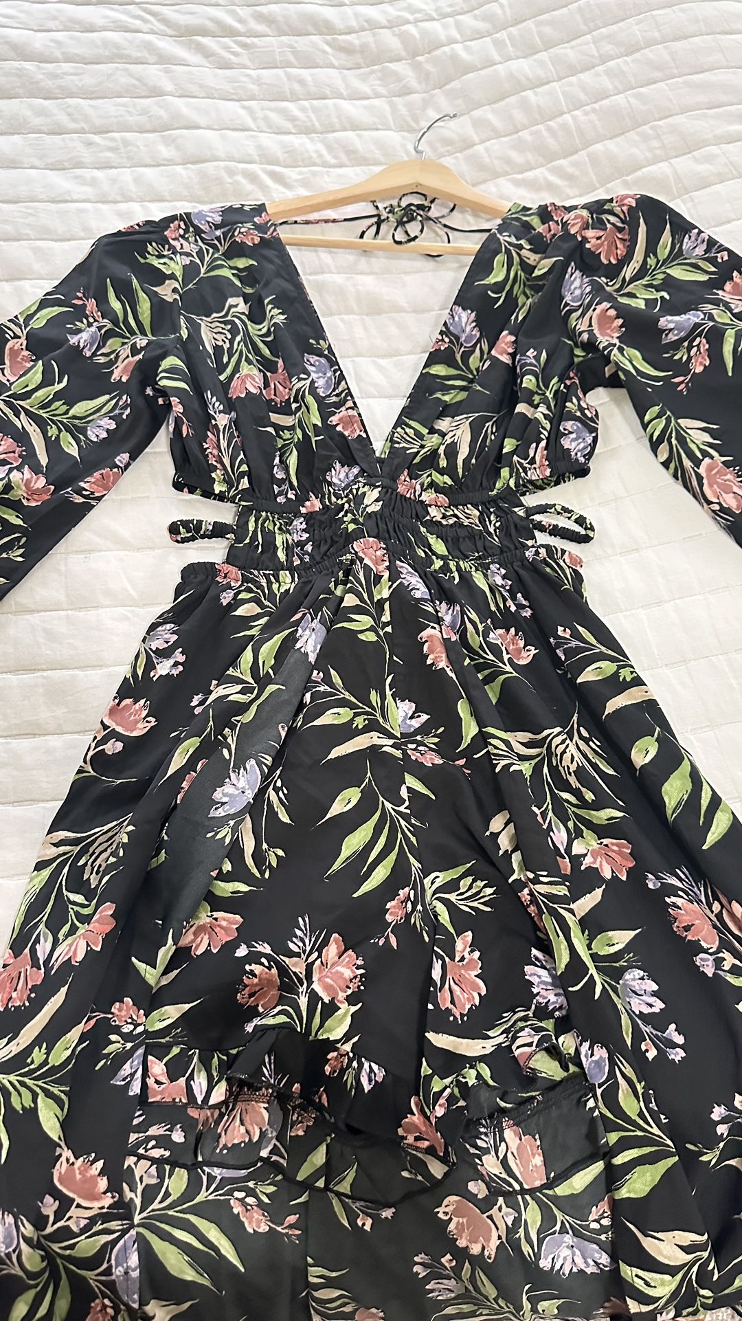 Floral Long-Sleeve Mini Dress