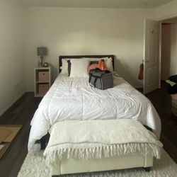 gray bed frame queen size 