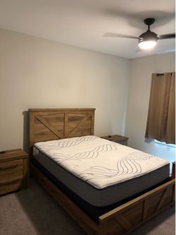 Rustic Wood Bedroom Set with Mattress