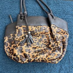 Large Animal print Leather Handbag