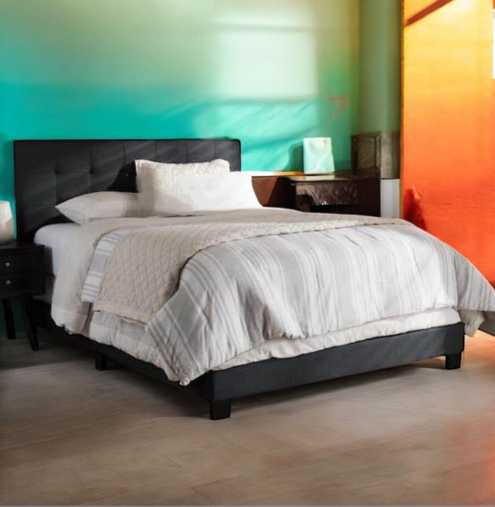 New Full Size Dark Gray Upholstered Bed