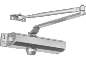 Dynasty Hardware Door Closer, Commercial Hydraulic Closer, Self-Closing, Spring Size 3, Surface Mount, Sprayed Aluminum, Series 3000