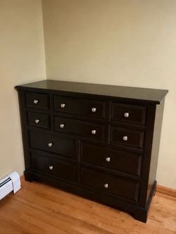 Brown Wood Dresser (10 Drawers)