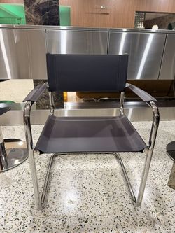 NEW Mid Century Leather And Chrome Chairs Set 8