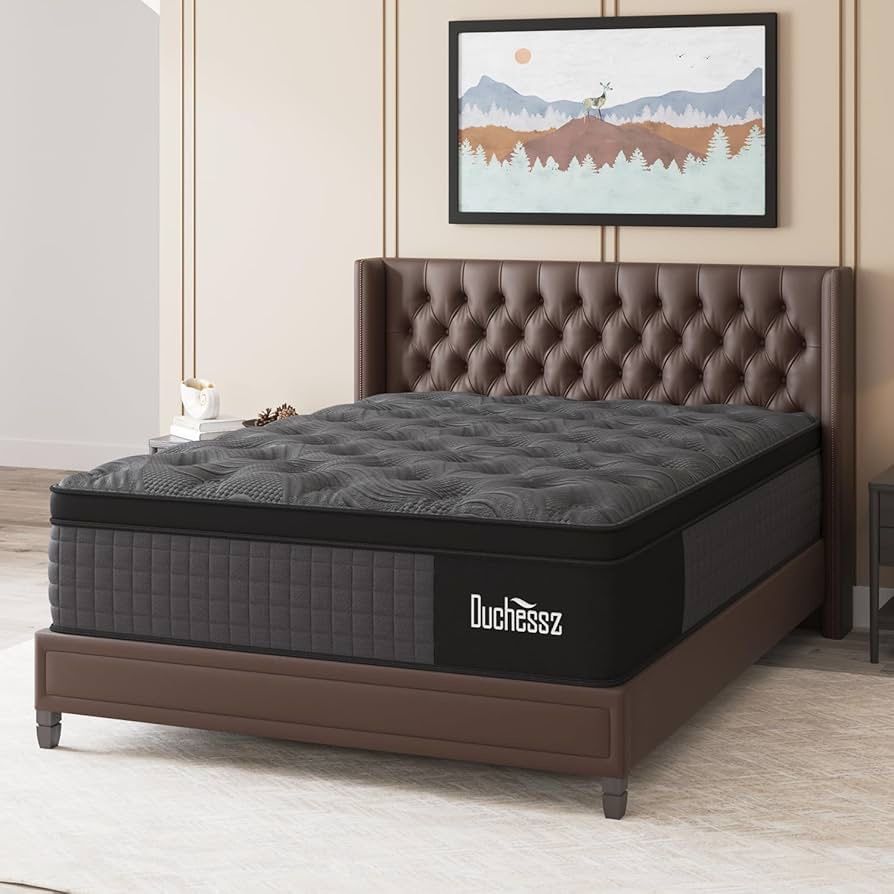 King Mattress, 12 Inch Hybrid Mattresses Black with Gel Memory Foam and Individually Pocket Innerspring Euro Top Medium Firm for Motion Isolation, Edg