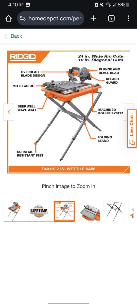 7in Tile Saw With Diamons Blade And Stand