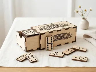 Wooden Domino Set with Engraved Storage Box