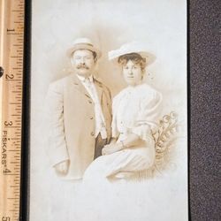 1900's Woman Gentleman Atlantic City Boardwalk Photo RPPC Antique Real Postcard