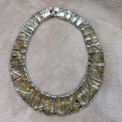 Vintage Les Bernard Egyptian Revival Necklace Textured Gold Tone Unsigned