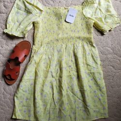 BNWT Elodie yellow print dress | Large 