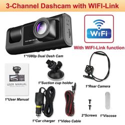 Dash Cam for Cars WIFI APP Car DVR 3 Channel Front Camera Video Recorder Rear View Camera for Vehicle Black Box Car Assecories 