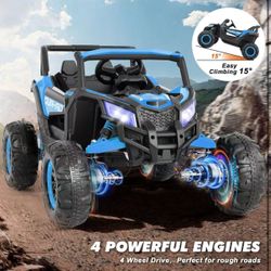 12V with Off-road Electric Battery, 4x4 Electric Vehicle with 4 Powerful Motors blue $160