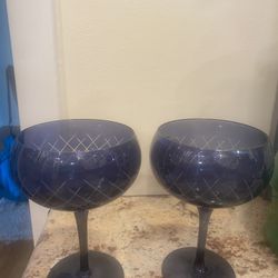 Blue Champagne Coupe Glasses