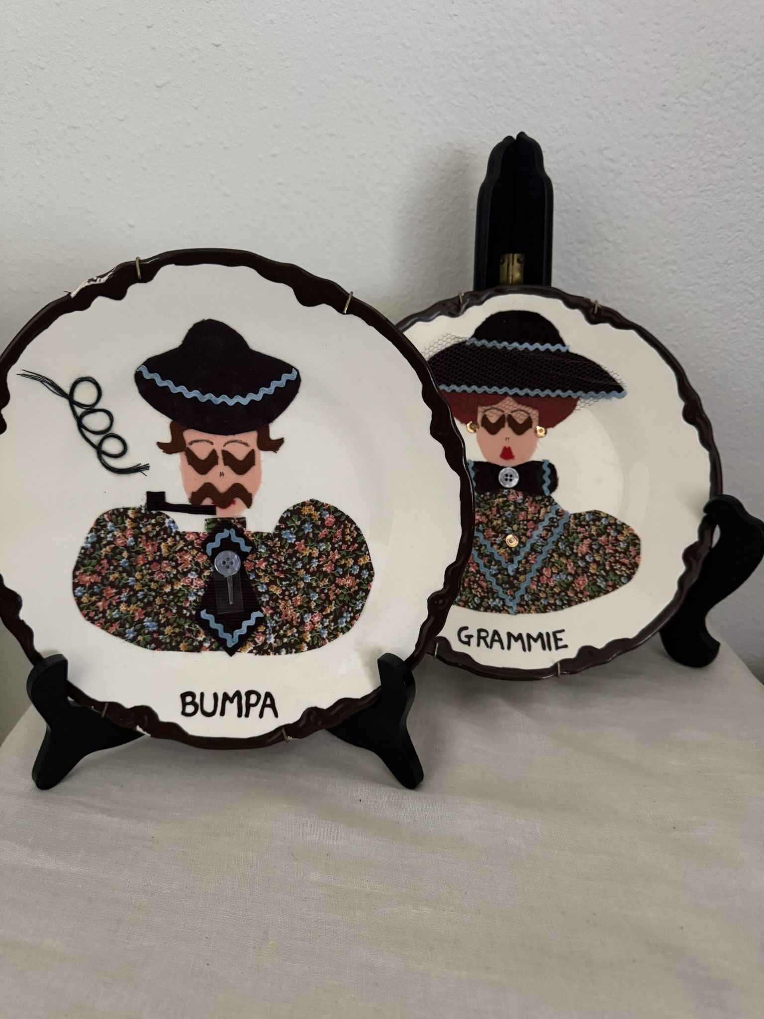 (2) Vintage Victorian Portrait Plates for Decor