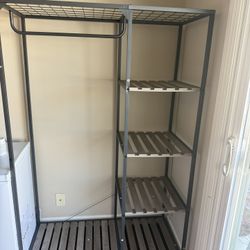 Better Homes & Gardens Farmhouse Gray Wood and Metal Garment Clothes Rack