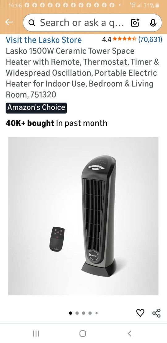 Lasko Ceramic Tower Heater