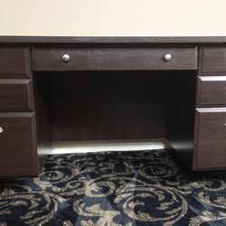 Solid Wood Mahogany 5 Drawer Office Desk - Delivered