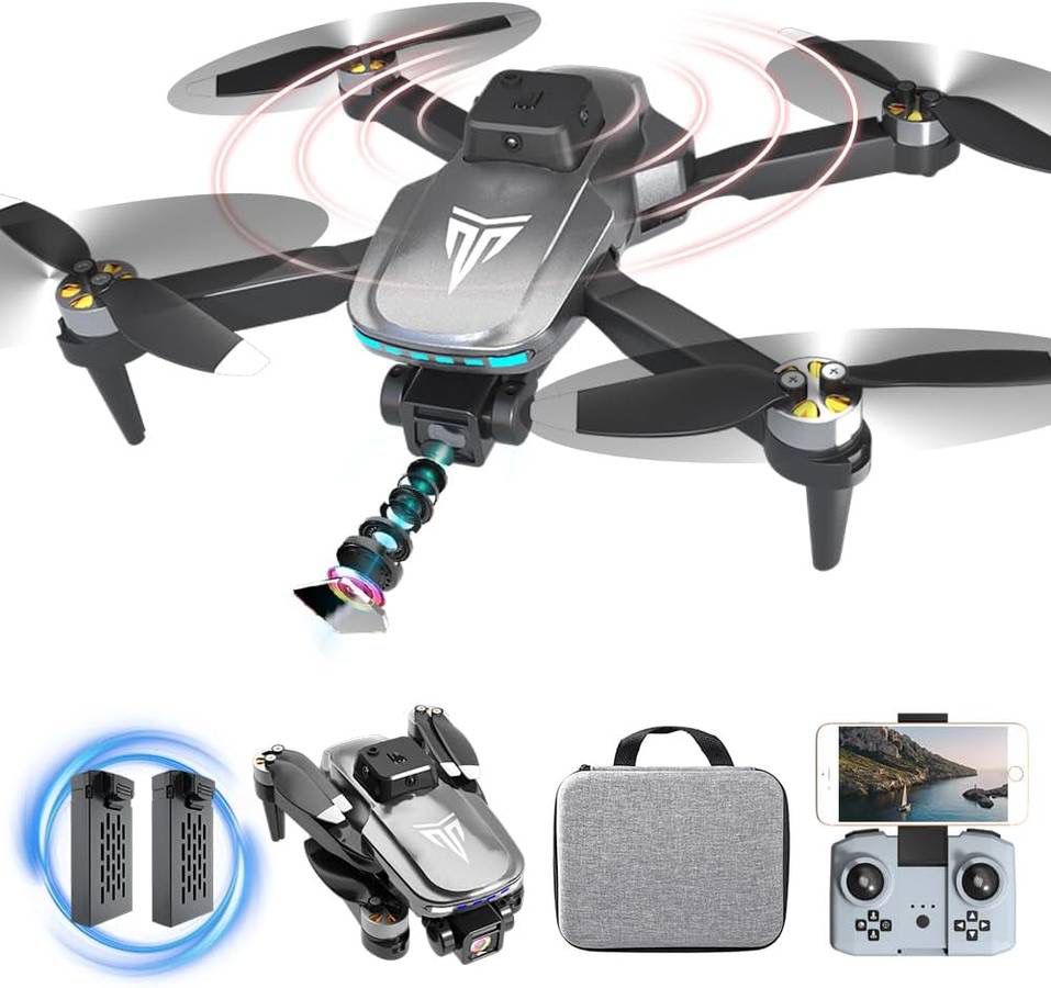 new Brushless Motor Drone with Camera-4K FPV Foldable Drone with Carrying Case,40 mins of Battery Life,Two 1600MAH,120° Adjustable Lens,One Key Take O