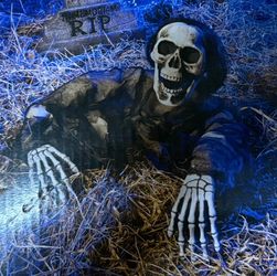 NEW Spooky Village Skeleton Ground Breaker