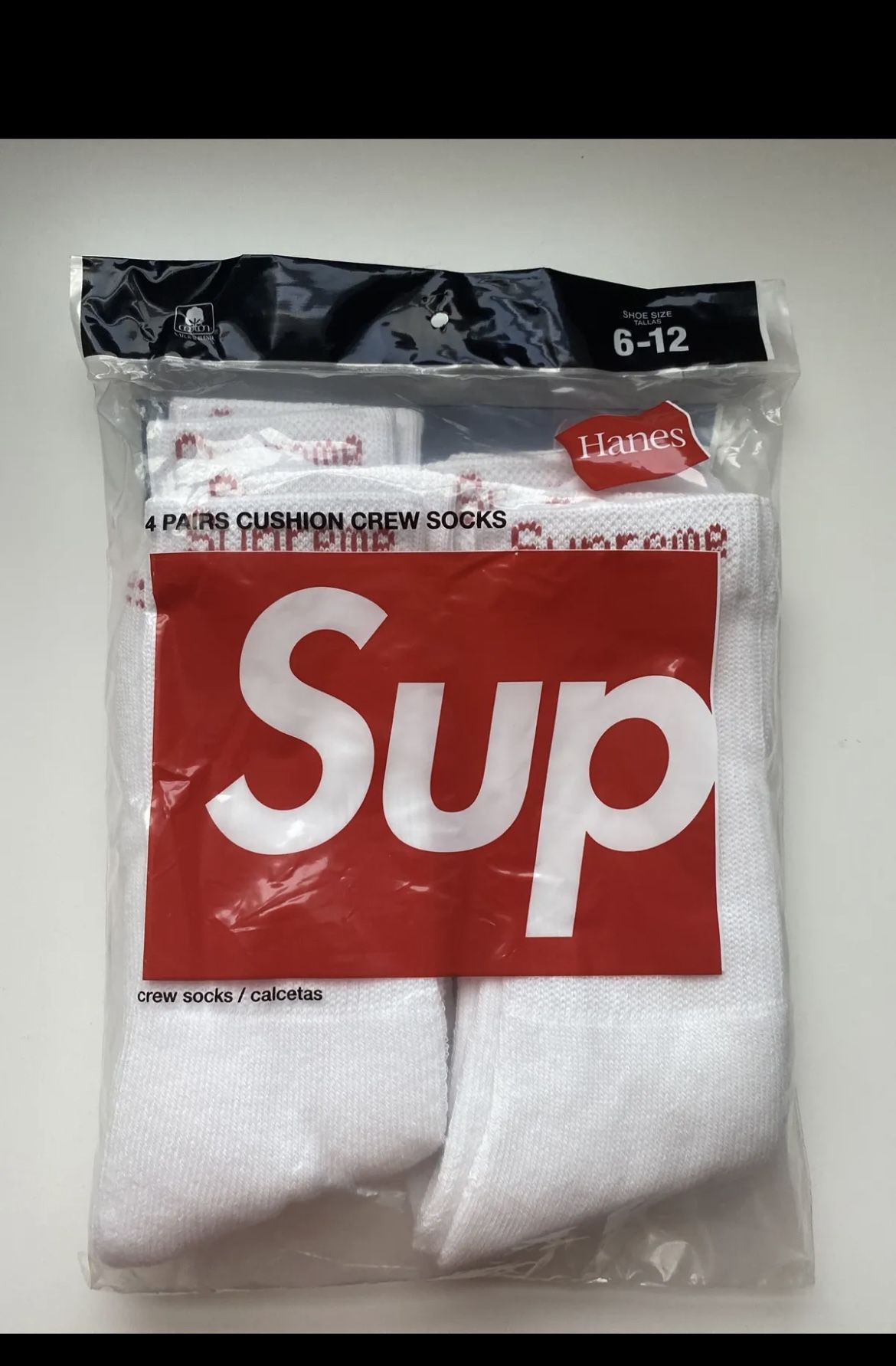 Supreme Hanes Crew Socks 4-Pack White 100% Authentic for Sale