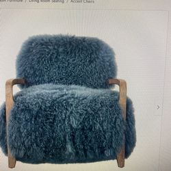 Genuine Sheepskin Blue Chair