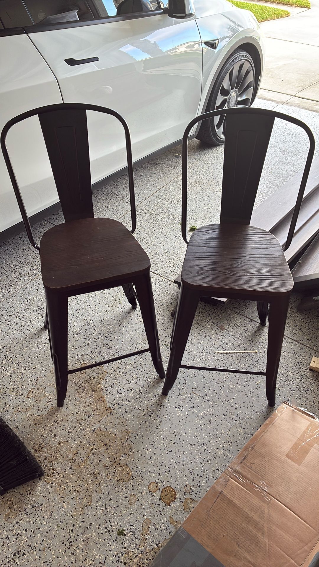 Brown Metal/wood Stools