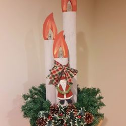 34" Wooden Candle Display w/ Flickering Lights 