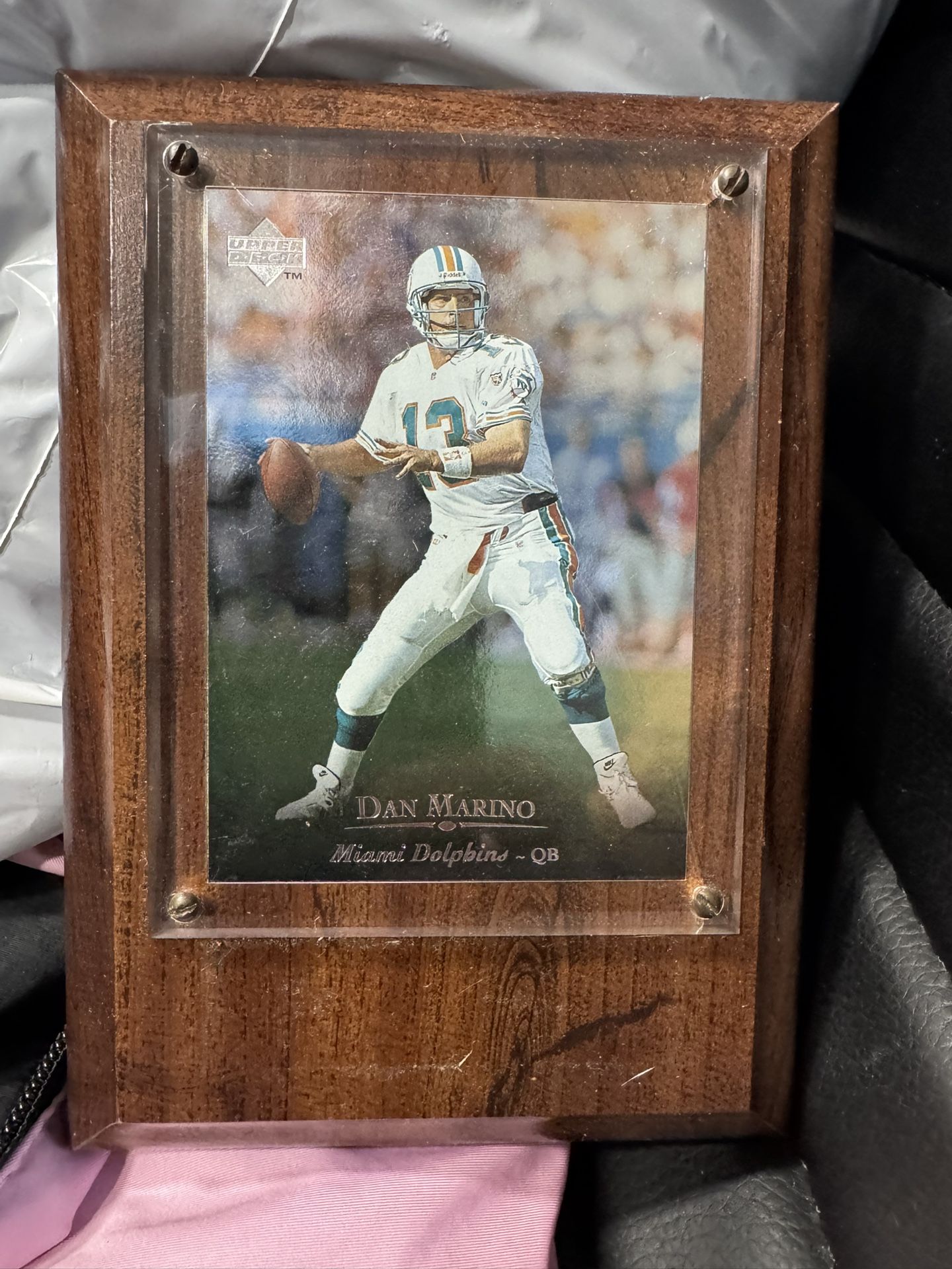 Dan Marino Trading Card in Wood Plaque