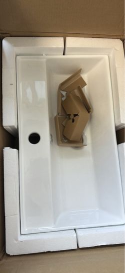 White Ceramic Vessel Bathroom Sink – 21.5” x 12”