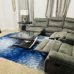 Microfiber sectional set with Coffee table Tv, Side table stand