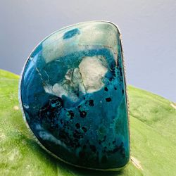 Chrysocolla and Solid Sterling Silver Ring