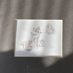 Dave Pacheco Signed Hand-drawn Swarovski Bambi Lithograph