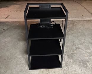 4-Tier Black Media Stand / Gaming Station with Outlet