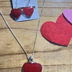 925 Silver Set With Red Corral 