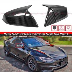 21-25 TESLA MODEL S CARBON FIBER M STYLE SIDE MIRROR COVERS