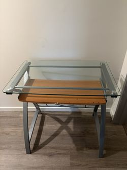 Computer Desk Glass Top Metal Frame