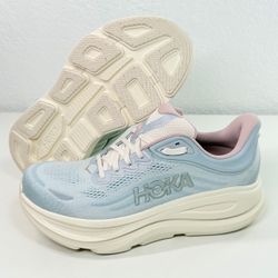 Hoka One One Bondi 9 Wide Women's Size 10 EE Alabaster/Mineral Blue New No Box