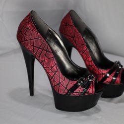 Ellie Pink And Black Platform Heels Size 7