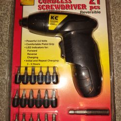 KC Professional 3.6V Cordless Screwdriver Reversible 21 PCs CDS36VXDT