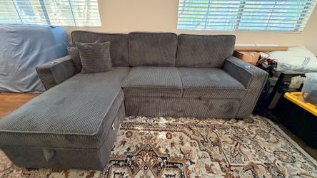 Gray couch convertible futon sleeper