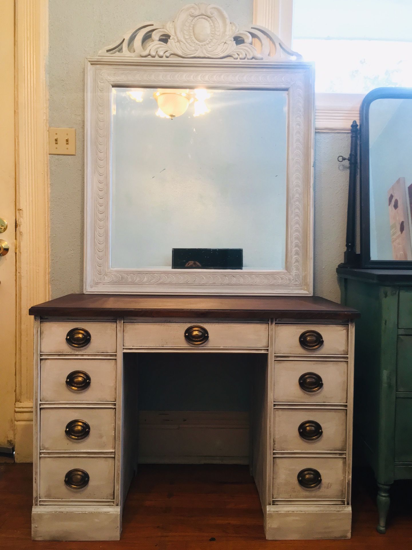 Vintage Vanity & Mirror Set